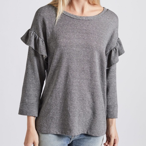 Current/Elliott Tops - Current/Elliott The Ruffle Sweatshirt Gray NEW